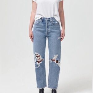 Agolde 90’s Mid Rise Loose Fit Distressed Straight Jeans